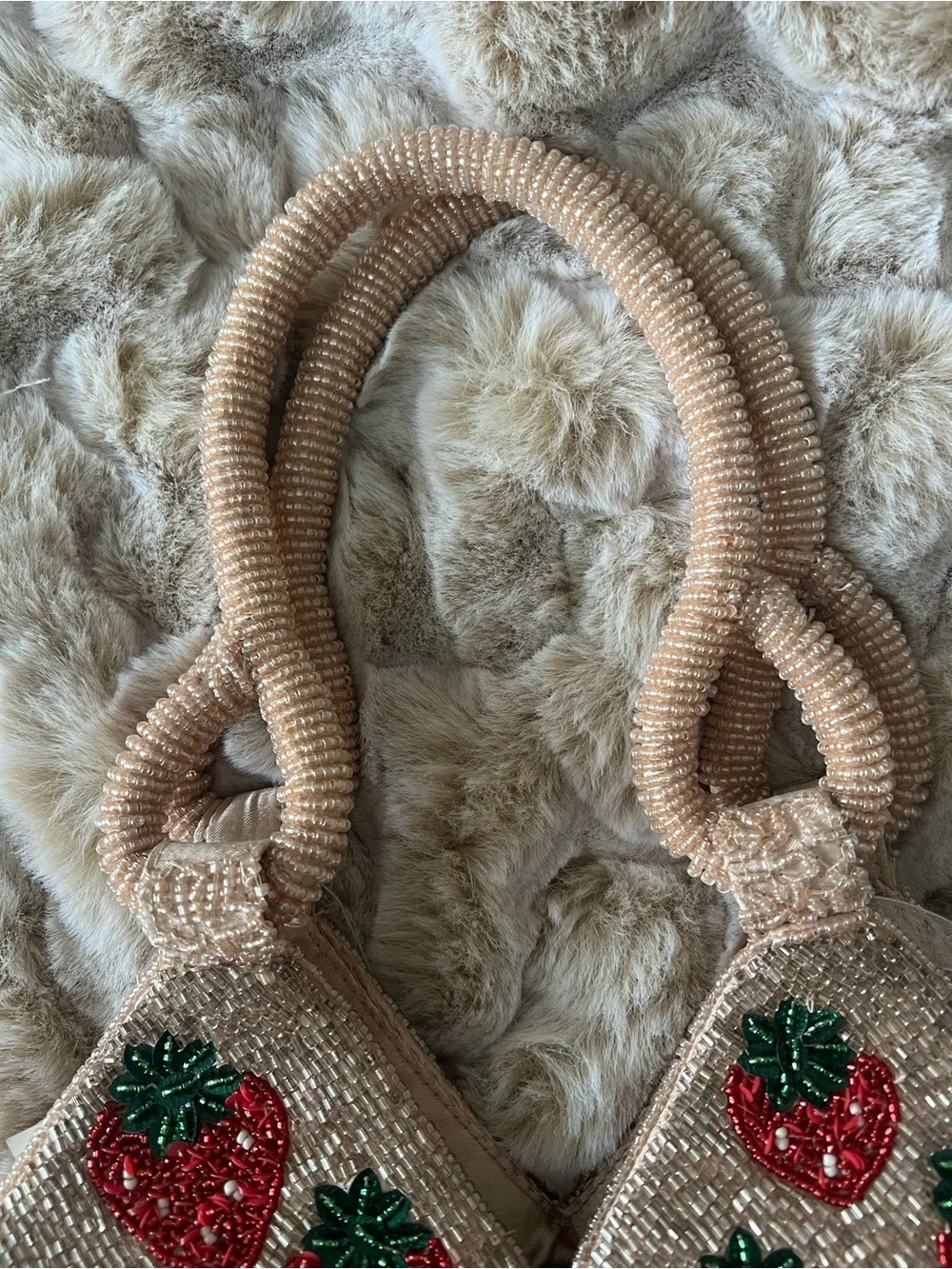 NWT Viral Beaded Strawberry Beaded Bag Handcrafted in India